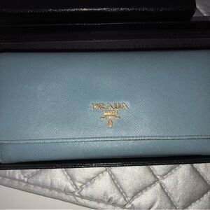 Prada Light Blue Leather Wallet